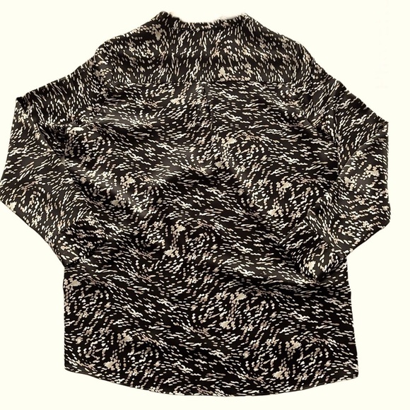 HALSTON oversized blouse long sleeve tunic Button up black abstract print Medium - Picture 10 of 11